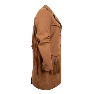 LADIES HATTIE CHESTNUT WOOL COAT W/ FRINGE