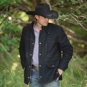 MENS GRANDALE WOOL BARN JACKET - BLACK