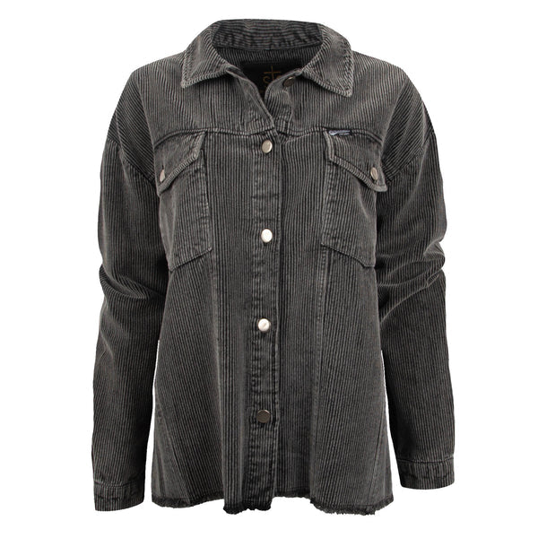 LADIES ABBY CHARCOAL CORDUROY  SHACKET