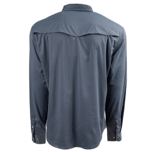 MENS FISCHER LONG SLEEVE PEARL SNAP SHIRT - SLATE BLUE