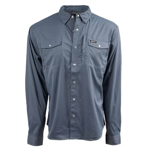 MENS FISCHER LONG SLEEVE PEARL SNAP SHIRT - SLATE BLUE