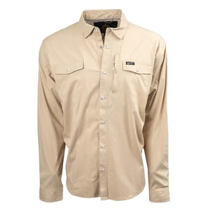 MENS FISCHER LONG SLEEVE PEARL SNAP SHIRT - KHAKI