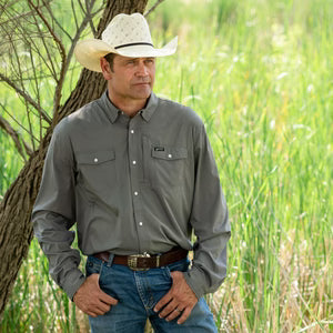 MENS FISCHER LONGSLEEVE PEARL SNAP SHIRT - GRAY