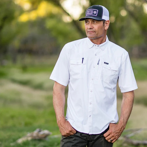 Men's Fischer Short Sleeve Pearl Snap Shirt - White