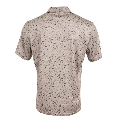 Back view of men’s western performance polo in desert sand print