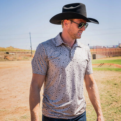 STS Ranchwear men’s fairway shirt desert sand front view western polo Stran Smith STS Ranch