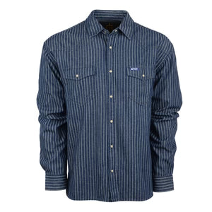 MENS RAILROAD DENIM PEARL SNAP LONG SLEEVE SHIRT