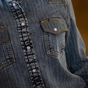 LADIES DUKE DENIM PEARL SNAP SHIRT