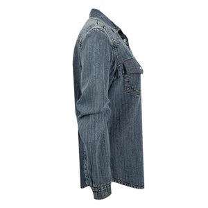 LADIES DUKE DENIM PEARL SNAP SHIRT