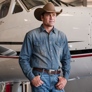 MENS PARKER DENIM PEARL SNAP SHIRT