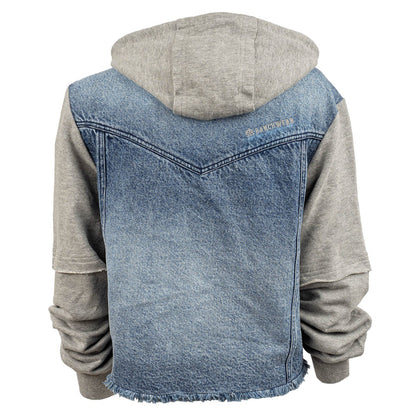 LADIES CASSIE JO DENIM W/ GRAY KNIT SLEEVES