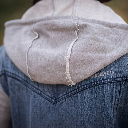 LADIES CASSIE JO DENIM W/ GRAY KNIT SLEEVES