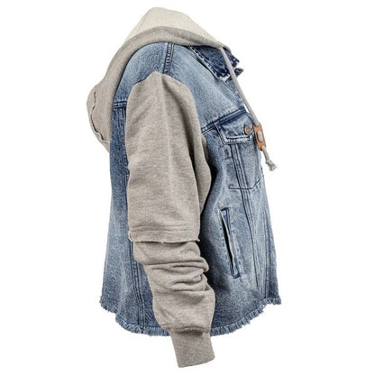 LADIES CASSIE JO DENIM W/ GRAY KNIT SLEEVES