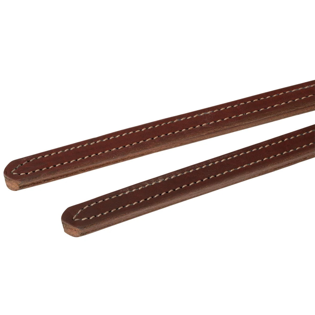 close up of STS Ranch Signature Tack Harness Leather Split Rein, tapered end