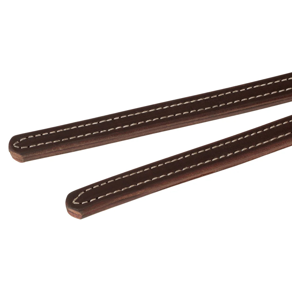  STS Ranch Signature Tack Latigo Leather Split Rein, Pineapple Knot, 1/2" x 8' on white background ends