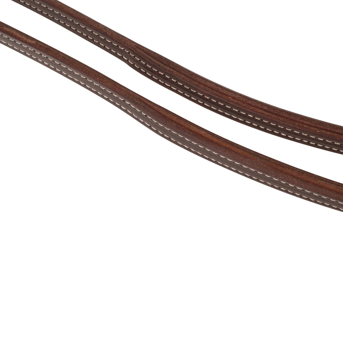 xSTS Ranch Signature Tack Latigo Leather Split Rein, Pineapple Knot, 1/2" x 8' on white background ends