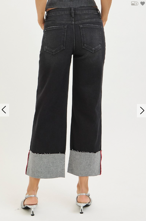 TC Mid-Rise Crop Wide Cuffed Jeans