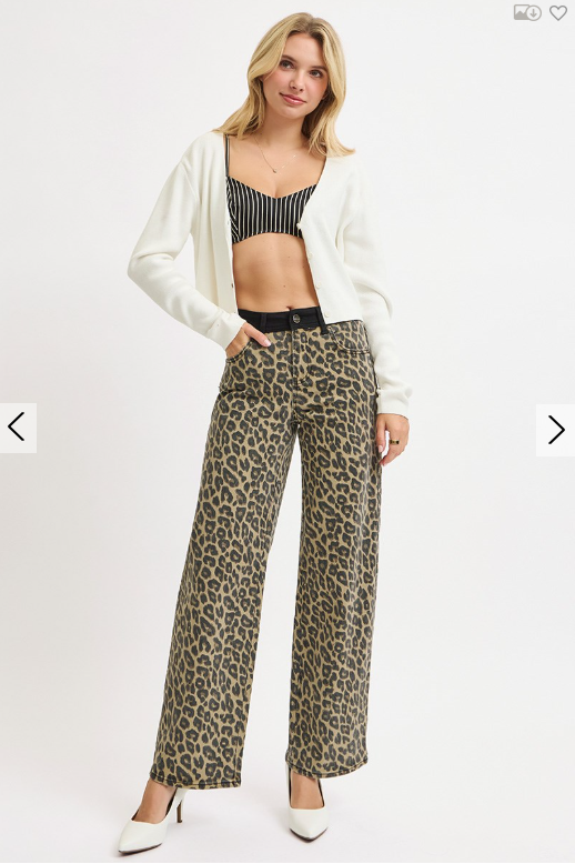 High-Rise Wide Leg Leopard - Coffee