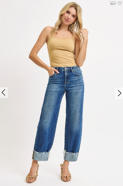 High-Rise Crop Boyfriend Cuffed Jeans