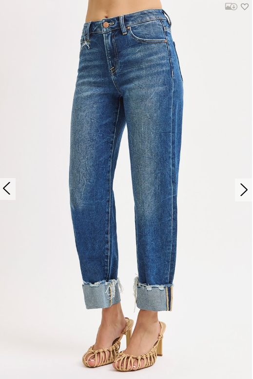 High-Rise Crop Boyfriend Cuffed Jeans