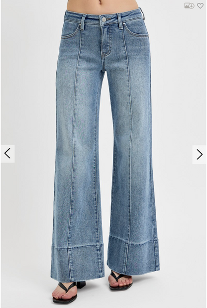 TC Mid-Rise Ankle Wide Flare Jeans