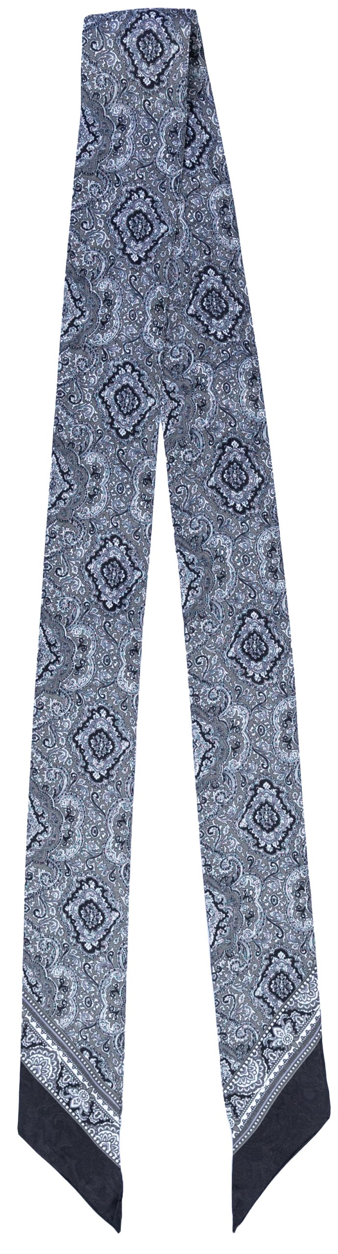 Twilly Silk Paisley Silver Smoke Scarf
