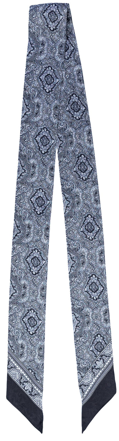 Twilly Silk Paisley Silver Smoke Scarf