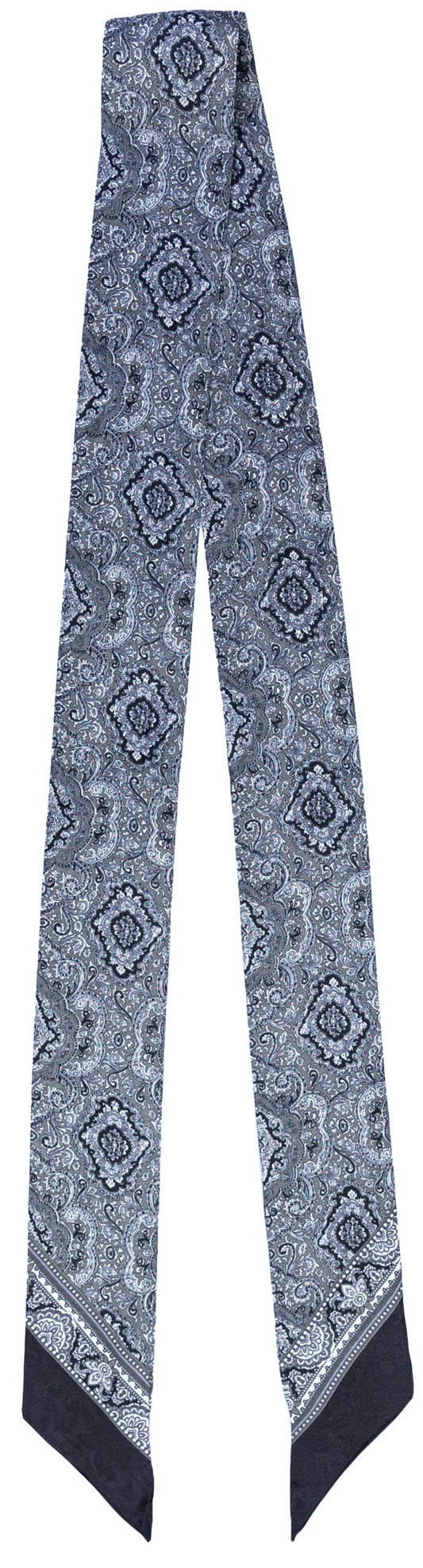Twilly Silk Paisley Silver Smoke Scarf