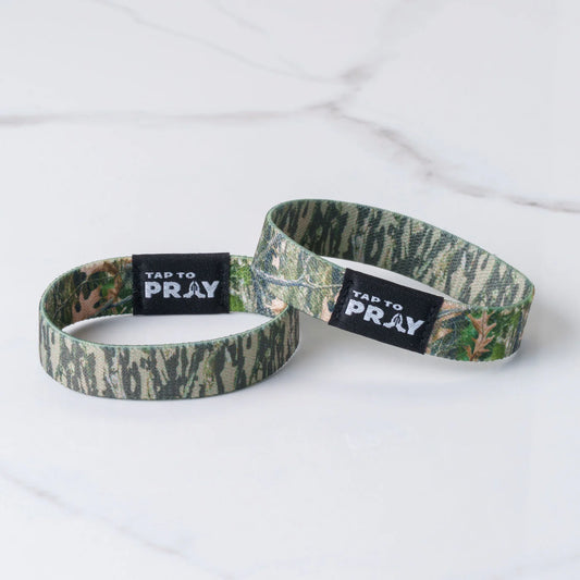 Tap To Pray Wristbands - Forest & Tree Bark Camo