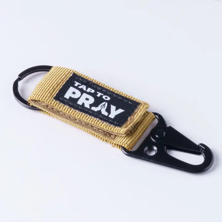 Tap To Pray Wristbands - Tactical Carabiner Keychain Tan