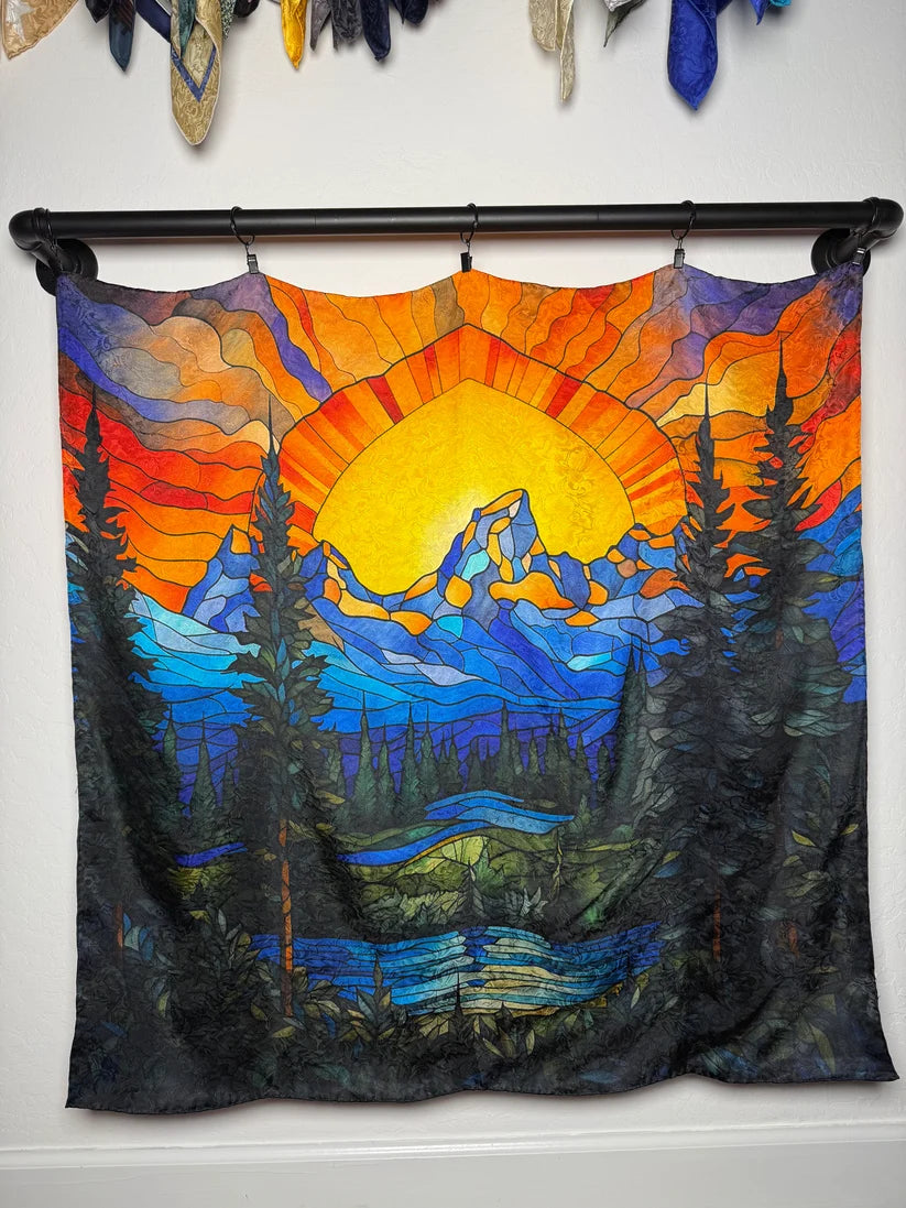 Wyoming Traders 34.5" Limited Edition Teton Burst Silk Scarf