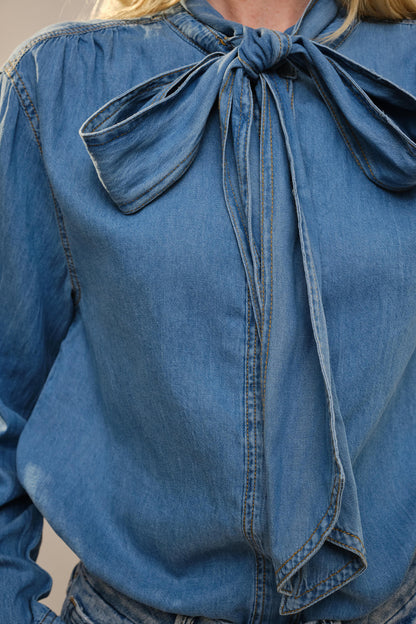Chambray Bow Blouse