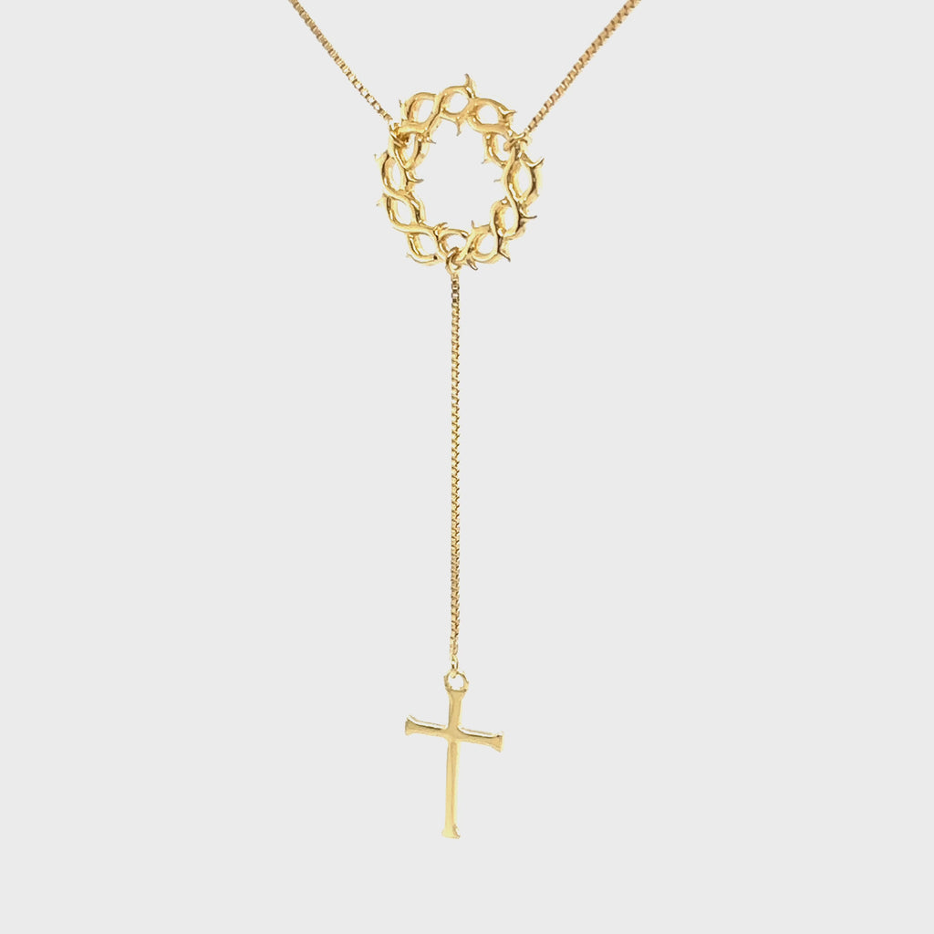 Gold Crown of Thorns Y Necklace