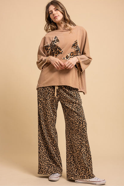 Bluevelvet Leopard Knit Wide-Cut Pull-On Pants – Women's Boutique Lounge Pants