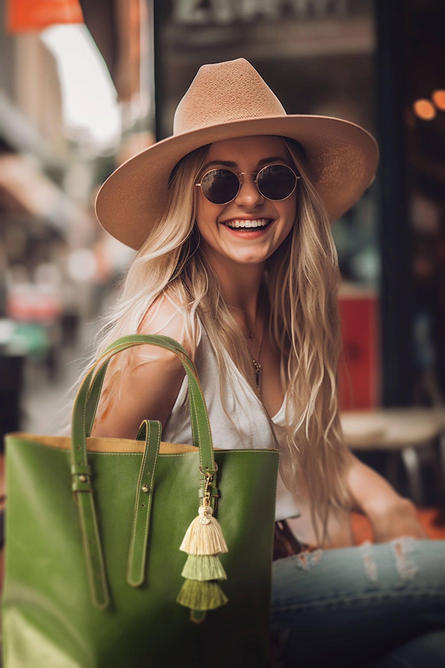 Karma - Tassel Clip Keychain: What you got - Green