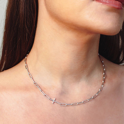Silver Chain Breaker Cross Necklace