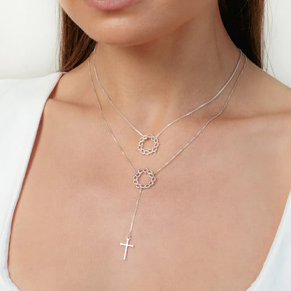 Silver Crown of Thorns Y Necklace