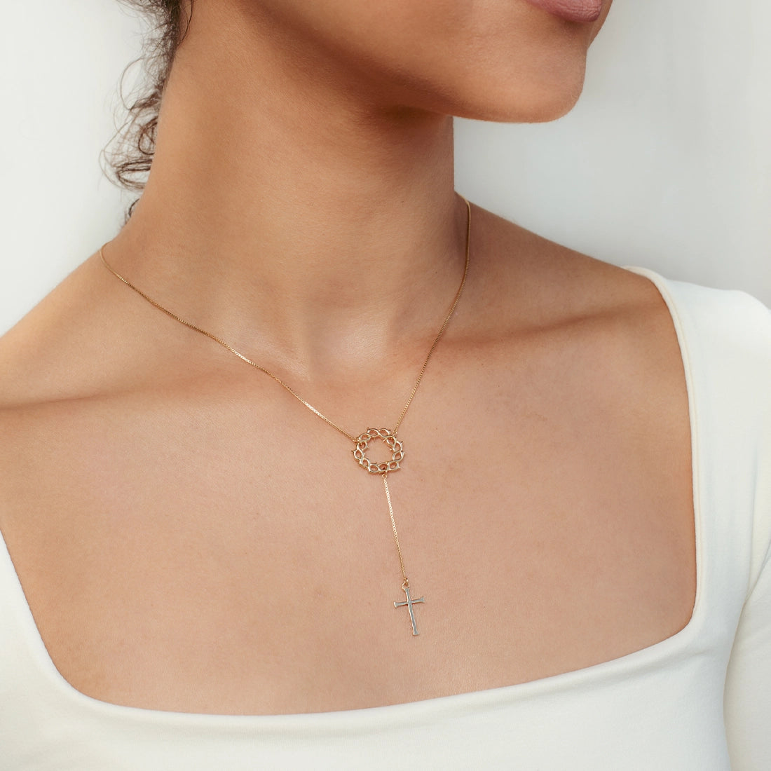 Gold Crown of Thorns Y Necklace