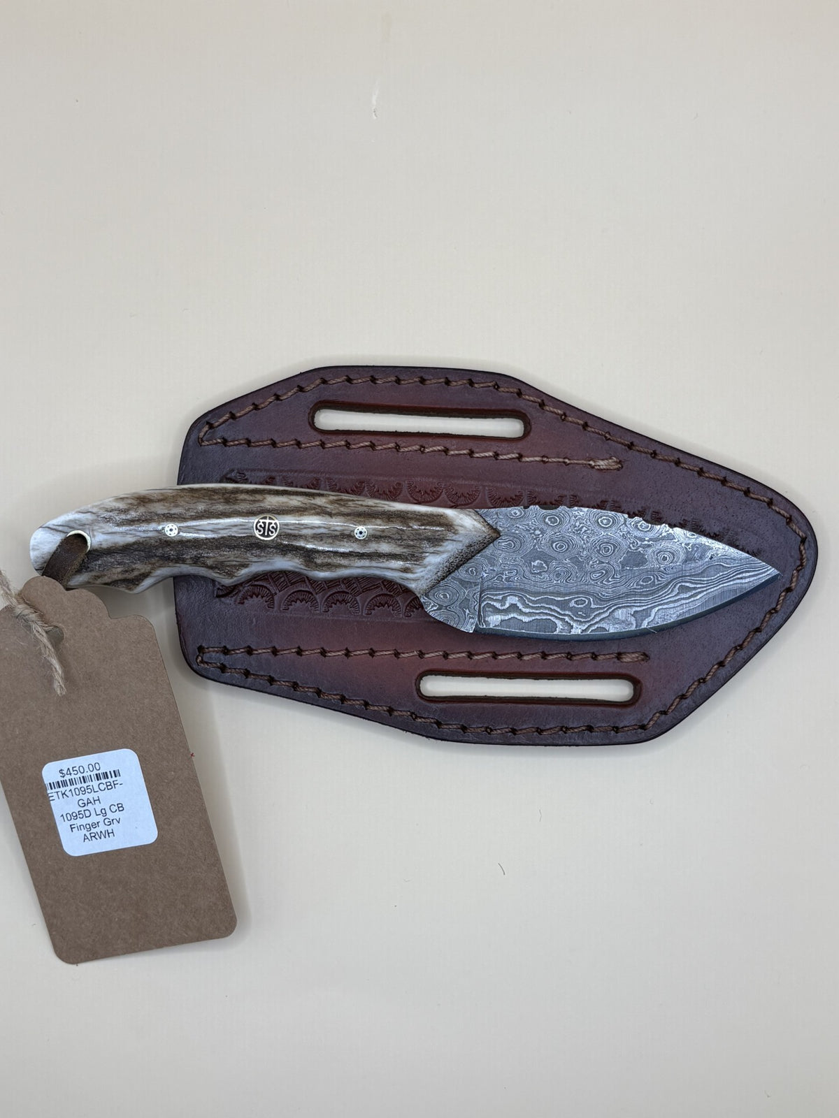 STS Ranch x Exotic Texas Knives 1095D Large Cowboy Finger Groove Arrowhead Knife