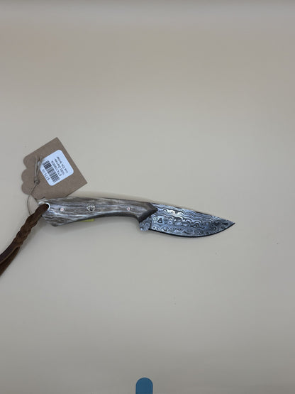 STS Ranch x Exotic Texas Knives 1095 Damascus Elk Antler Handmade Knife