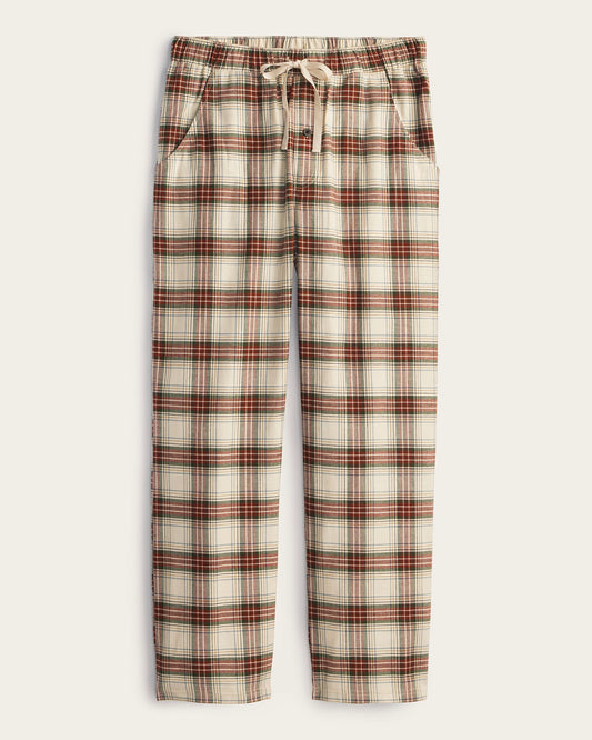 Plaid pajama pants on a white background
