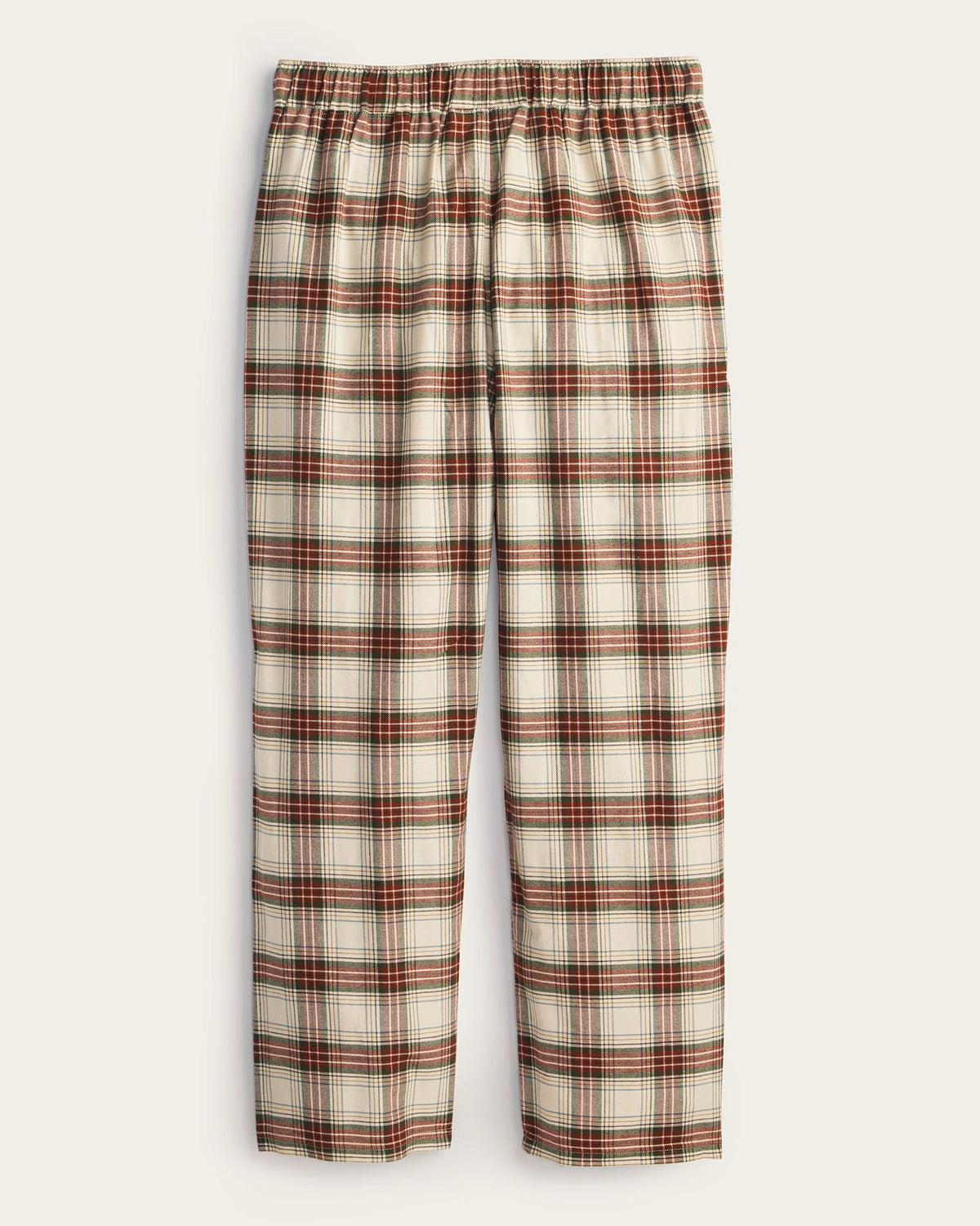 Plaid pajama pants on a white background
