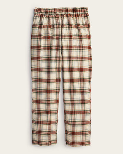 Plaid pajama pants on a white background
