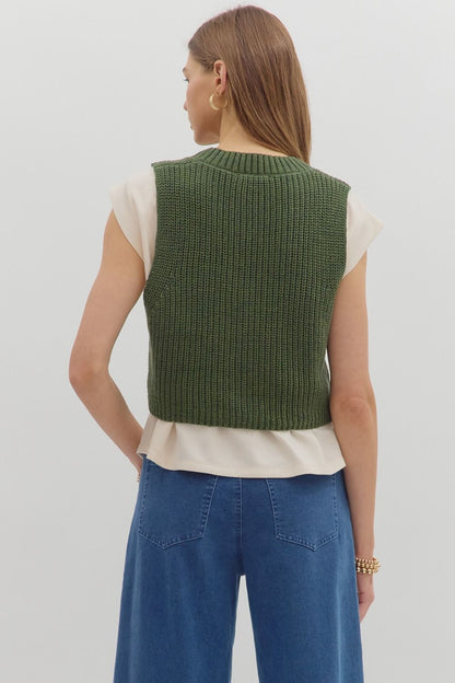 Twofer V-neck Cap Sleeve Sweater