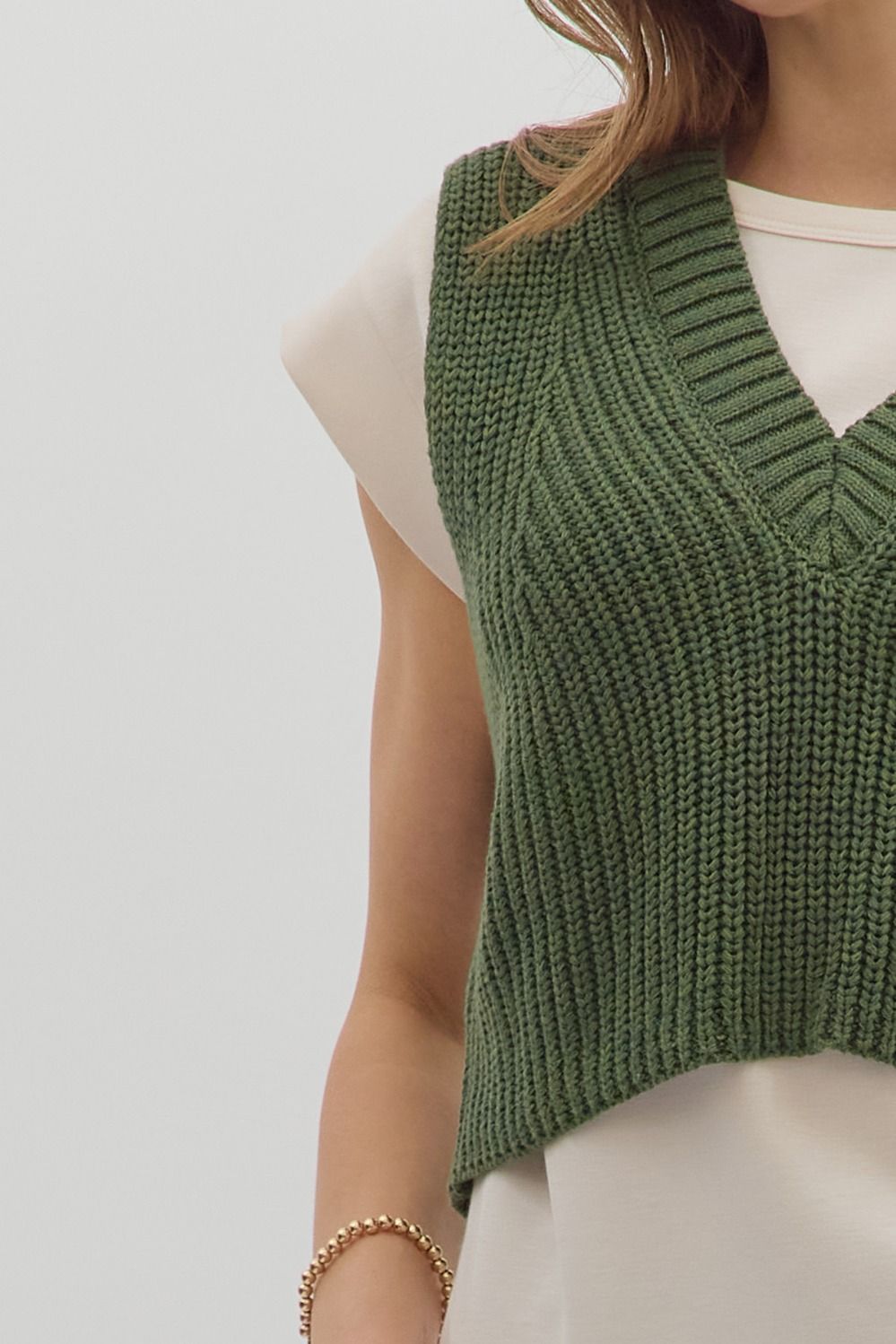 Twofer V-neck Cap Sleeve Sweater