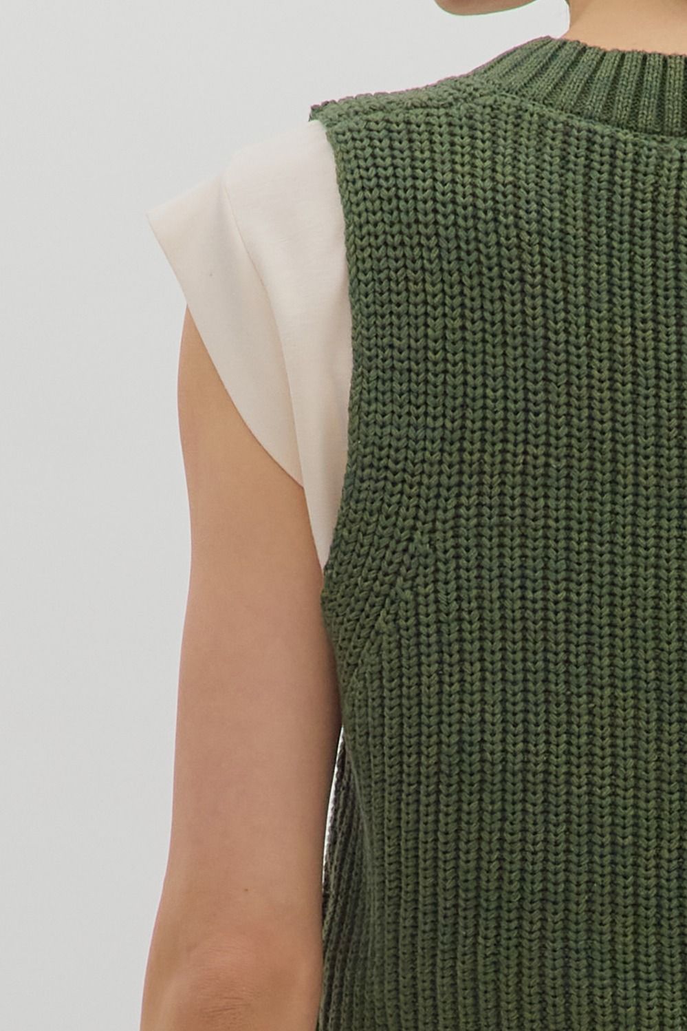 Twofer V-neck Cap Sleeve Sweater