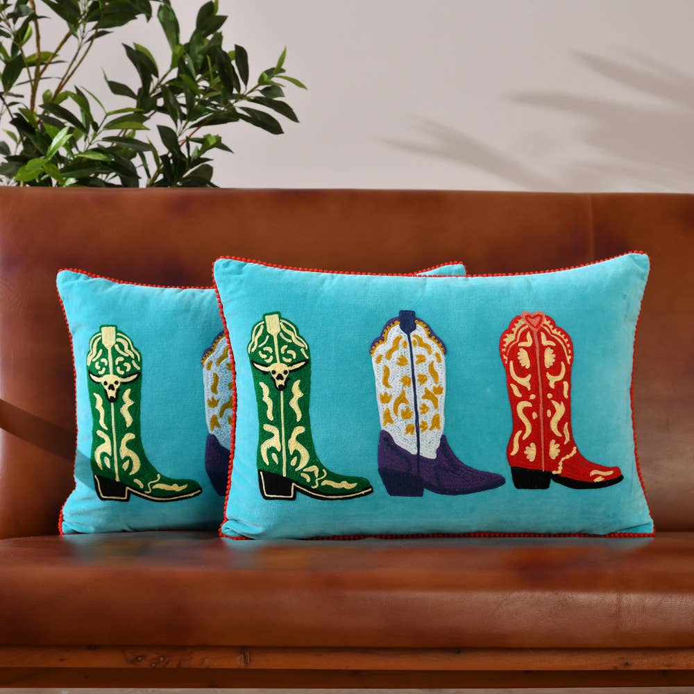 MY RODEO BLUE BOOTS PILLOW 16x24