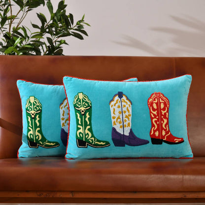 MY RODEO BLUE BOOTS PILLOW 16x24
