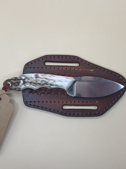 STS Ranch x Exotic Texas Knives D2 Arrowhead Blade Finger-Groove Knife with Elk Handle