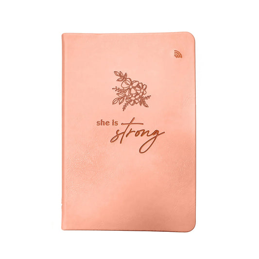 Logos Trading Post She Is Strong Proverbs 31:25 Tap Journal – Pink